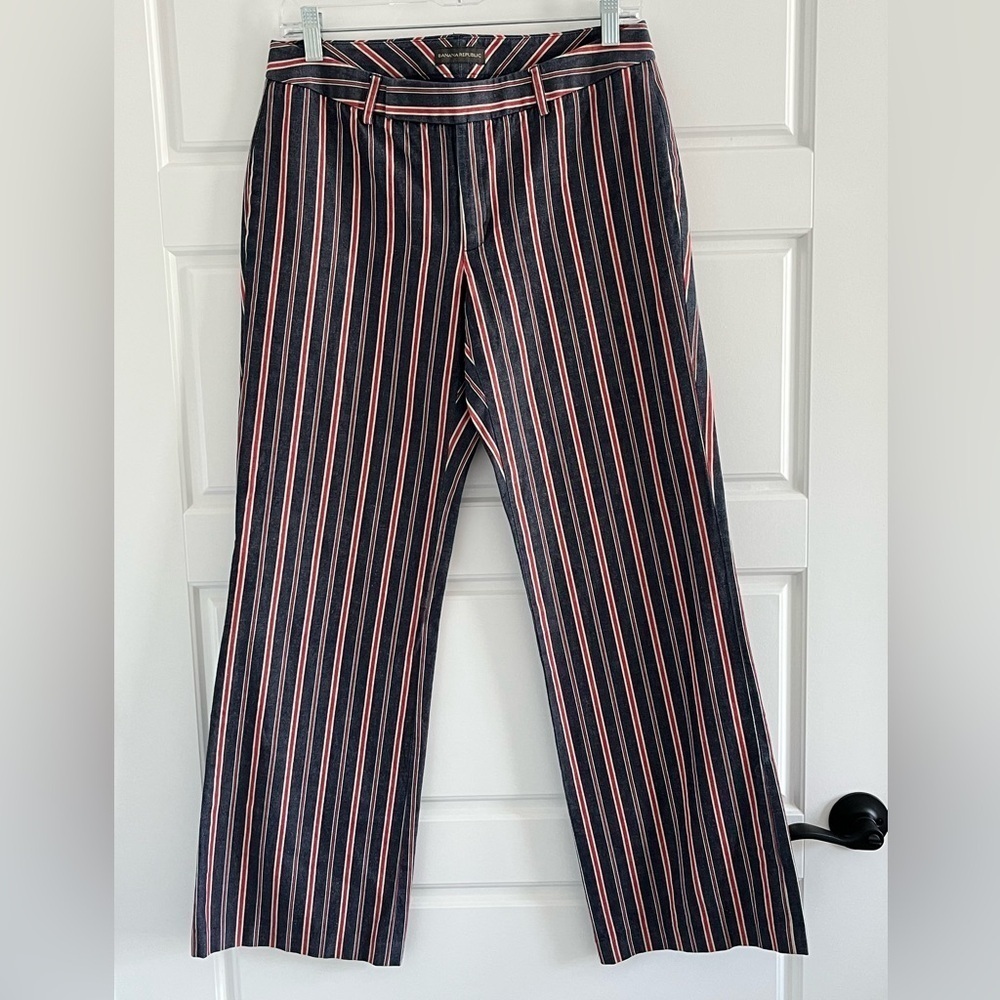 Banana Republic Cotton Striped Red White Blue Trouser Pants Women's Size 8
